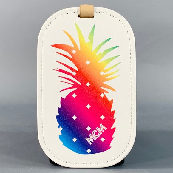 MCM White Rainbow Leather Pineapple Luggage Tag - Picture 1 of 5
